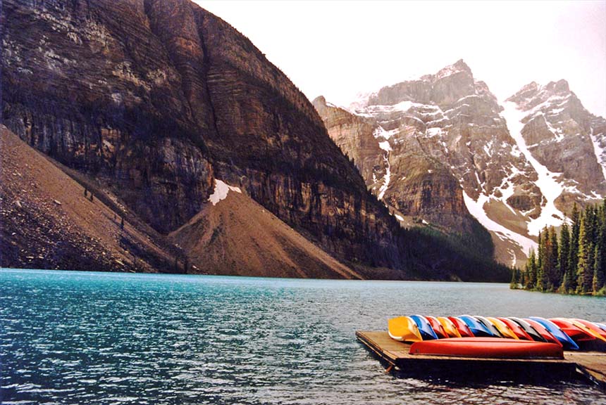 Boats on Moraine Lake, Canada