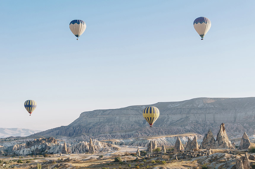 Hot air balloons over Cappadocia, Turkey