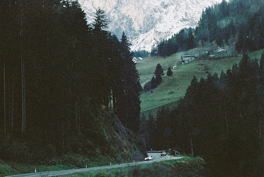 Driving through the Dolomites, Italy