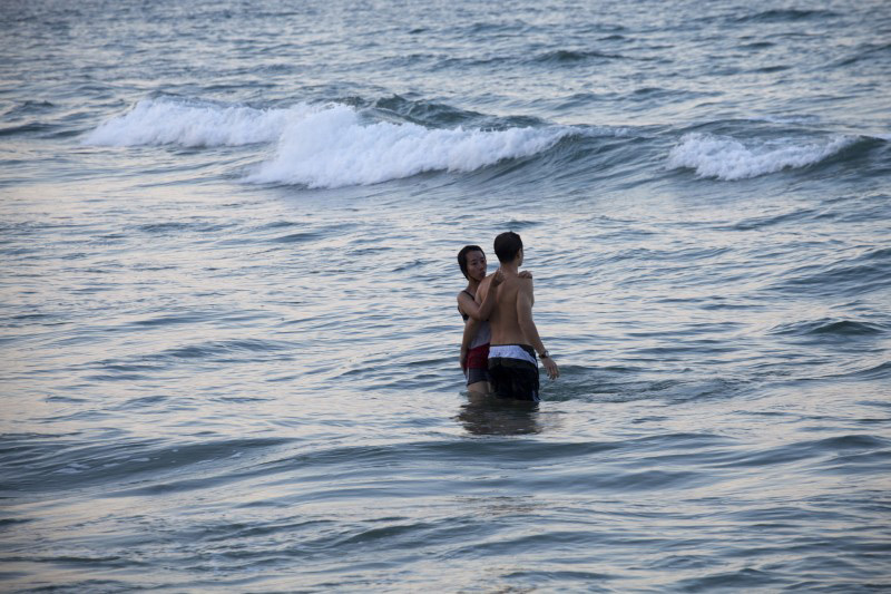 Couple in the water in Vietnam