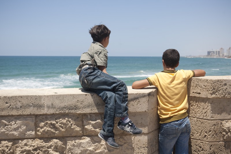 Boys on the waterfront in Tel Aviv