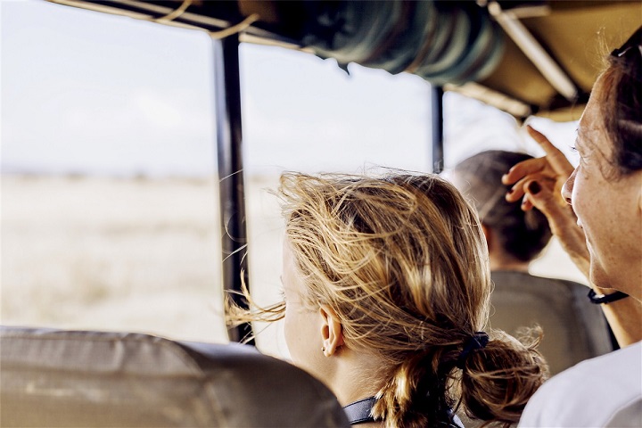 Family on a safari in South Africa