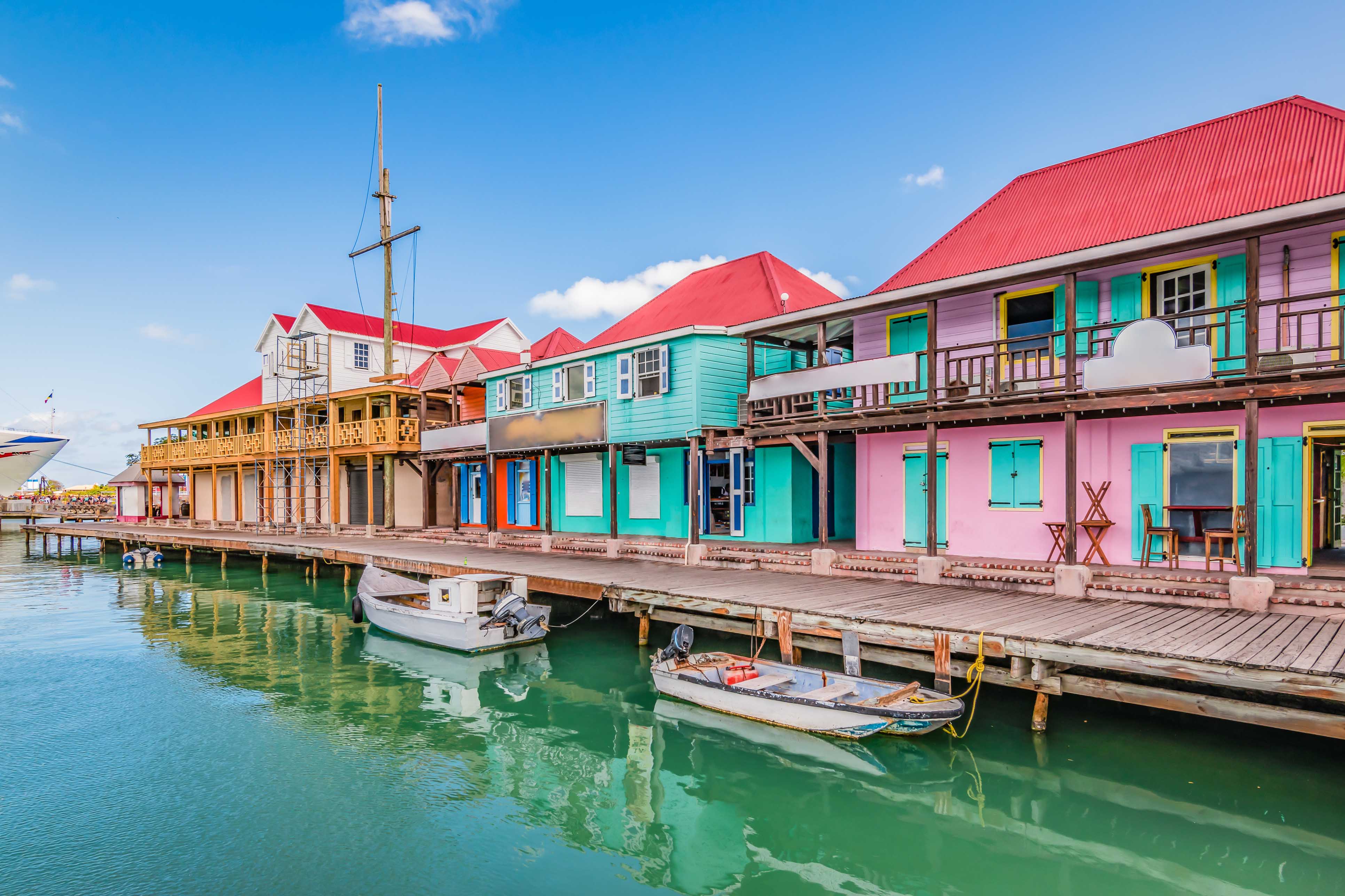 boats docked in antigua