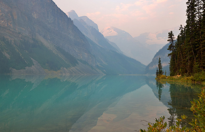 Lake Louise in the mist, Canada