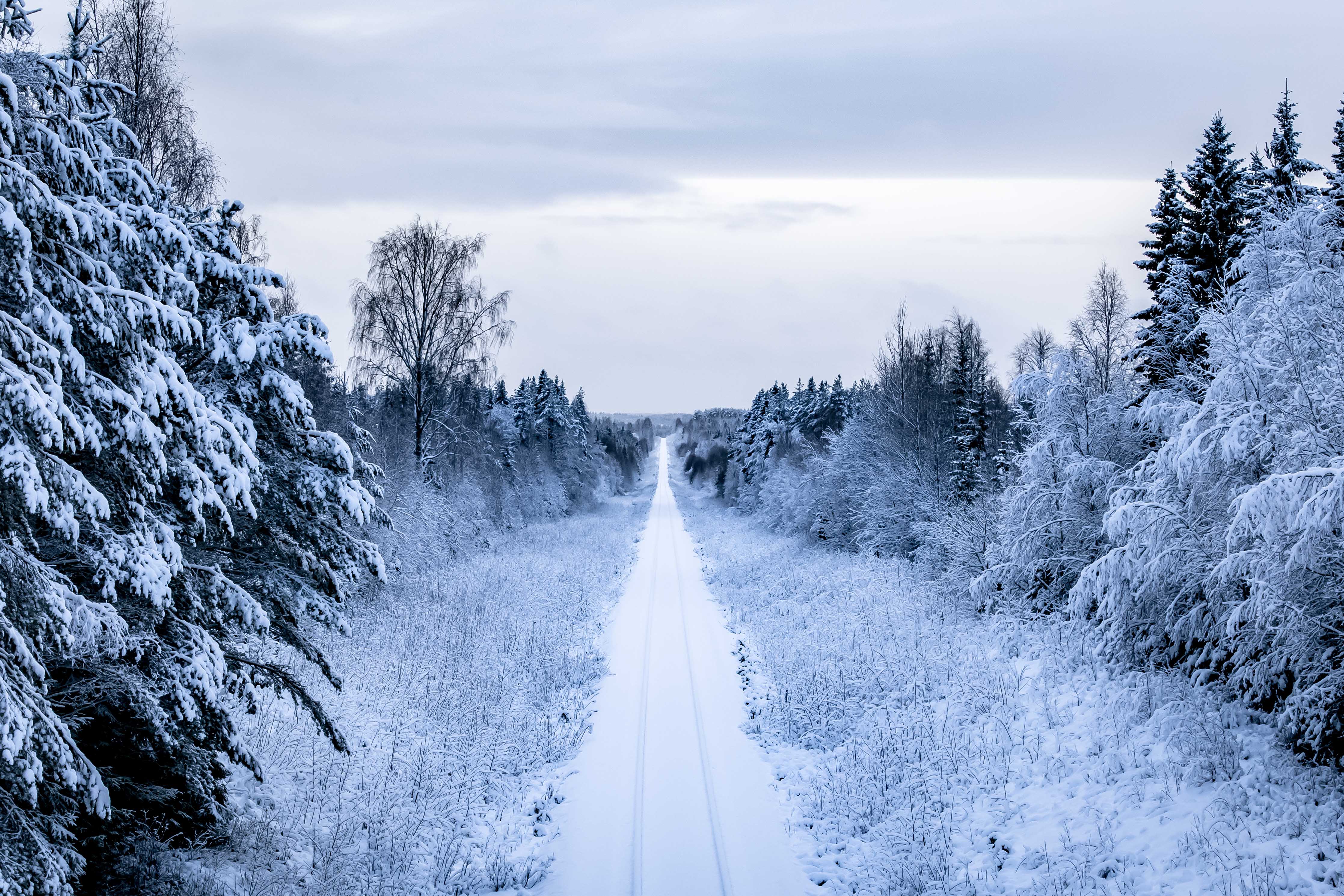 Snowy railway track