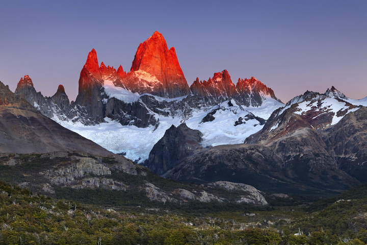 Beautiful colours on Mount FitzRoy in Argentina