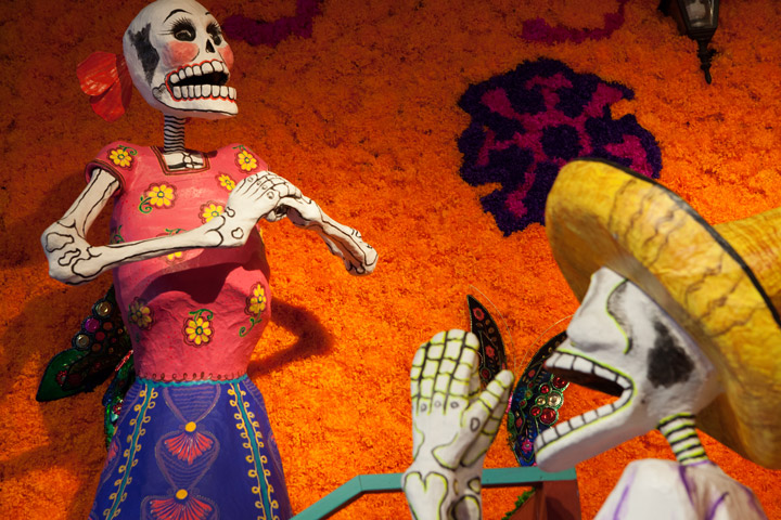 Sculptures set up for the Day of the Dead in Mexico