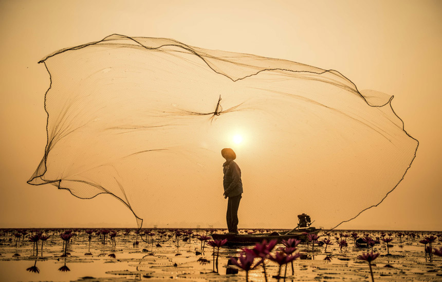 U Bein Bridge, Lake Inle at Sunset