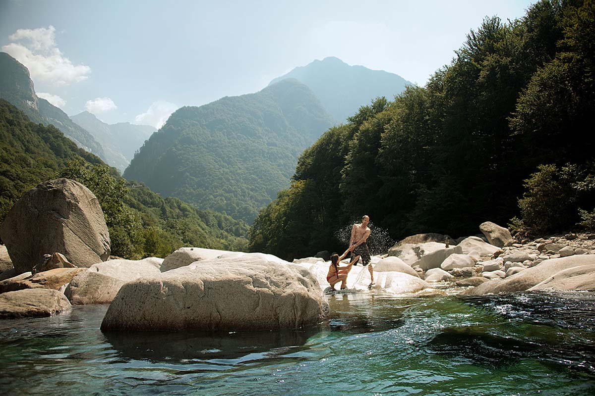 Swimming in swiss river - Switzerland